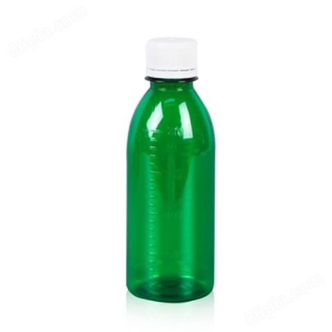 200ml药用液体塑料瓶 绿色PET瓶口服液体扁瓶糖浆瓶